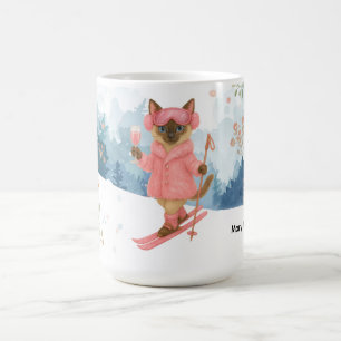 Ski Cat åker skidor på Pink Bachelorette Party Kaffemugg