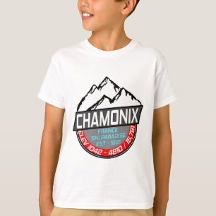 Ski Chamonix T Shirt Mont Blanc Frankrike Skiing P