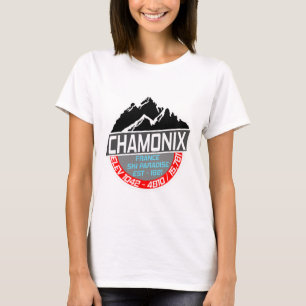 Ski Chamonix T Shirt Mont Blanc Frankrike Skiing P