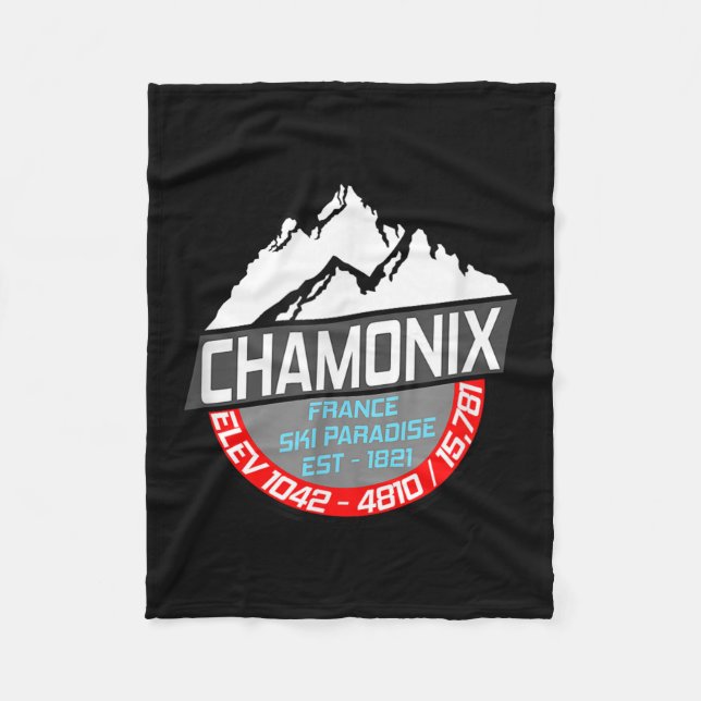 Ski Chamonix T Shirt Mont Blanc Frankrike Skiing P Fleecefilt (Framsidan)