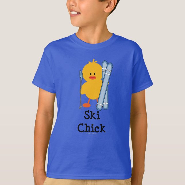 Ski Chick Kids Organic Tee Shirt (Framsida)