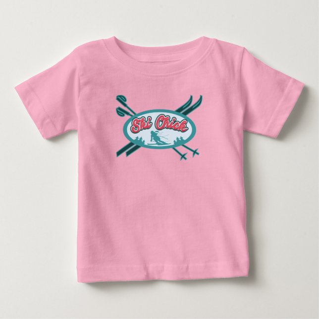 Ski Chick Snöäventyr T Shirt (Framsida)