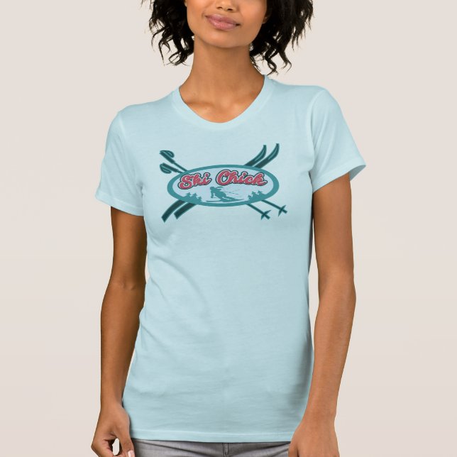 Ski Chick Winter Äventyr T Shirt (Framsida)