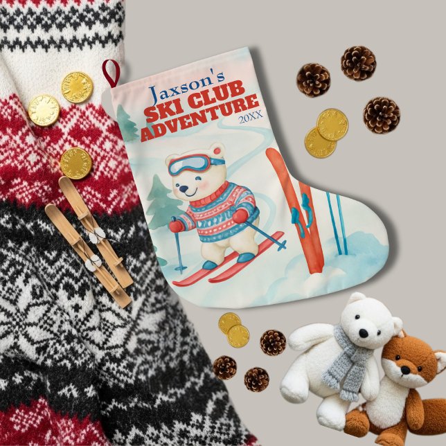 Ski Club Adventure Baby Polar Bear Stor Julstrumpa (Ski Club Adventure Baby Polar Bear Large Christmas Stocking)