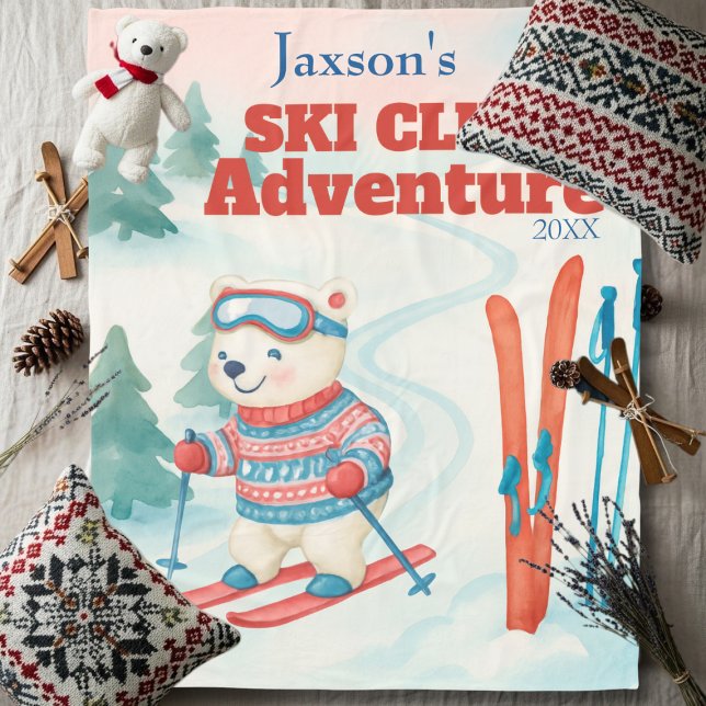 Ski Club Adventure Name Polar bear Fleecefilt (Ski Club Adventure Name Polar bear Fleece Blanket)
