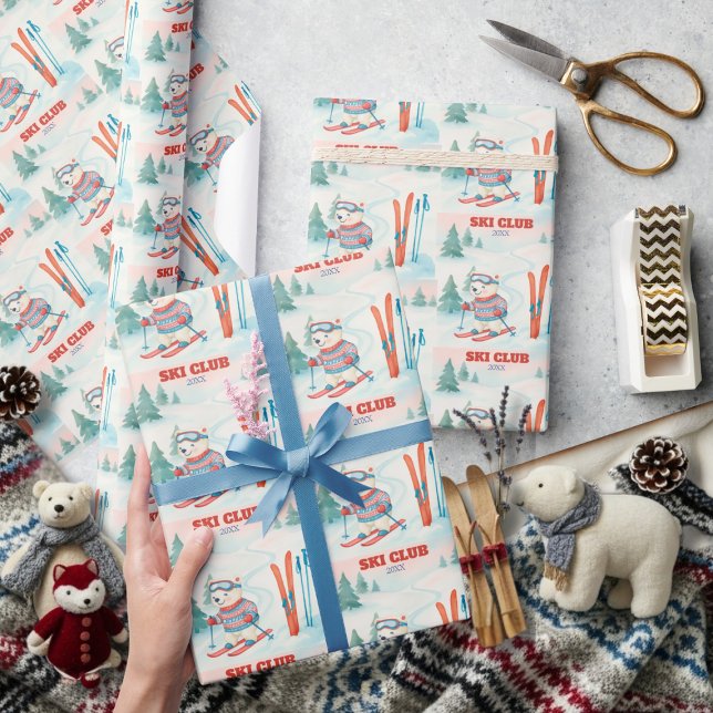 Ski Club Après Bébé  Polar Bear  Presentpapper (Ski Club Après Bébé Polar Bear Wrapping Paper)