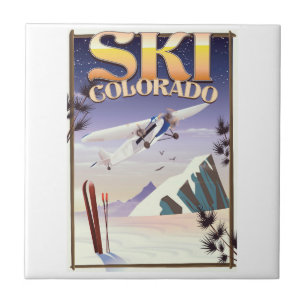 Ski colorado vintage resor poster kakelplatta