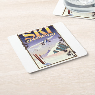 Ski colorado vintage resor poster underlägg papper kvadrat