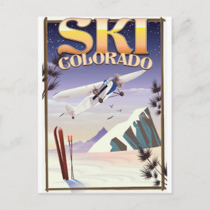 Ski colorado vintage resor poster vykort