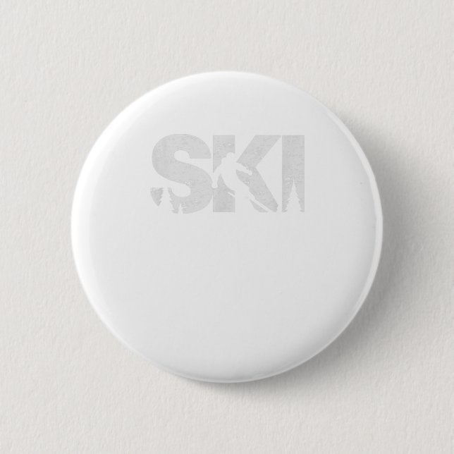 Ski Coola Skiing Stil Alpine Skier Gift Knapp (Framsida)