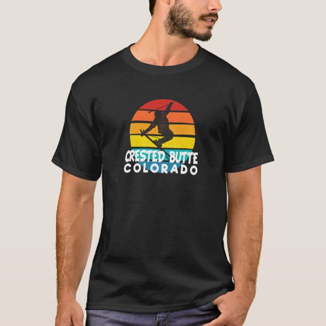 Ski Crested Butte 70s 80 s Throwback Crested Butte T Shirt (Framsida)