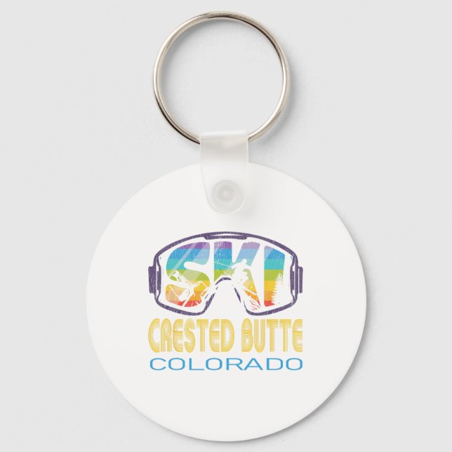 Ski Crested Butte Colorado Skiing Vacation Nyckelring (Framsida)