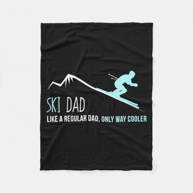 Ski Dad Funny Cute Winter Skiing Gift  Fleecefilt (Framsidan)