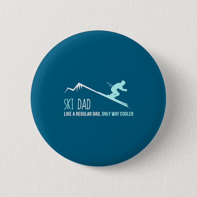 Ski Dad Funny Cute Winter Skiing Gift  Knapp (Framsida)