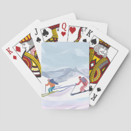 Ski-dagen | Vattenfärgsvinterberg Casinokort