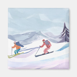 Ski-dagen | Vattenskort för vinterberg Magnet