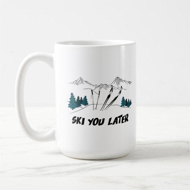 Ski dig senare Ski Resort Winter Scene Kaffemugg (Vänster)