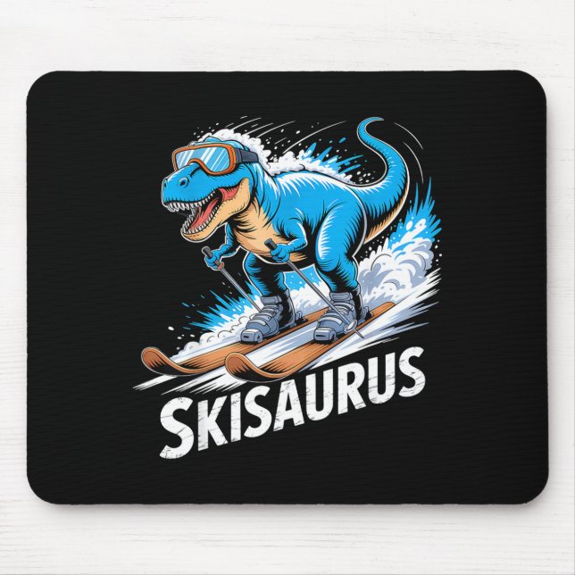 Ski Dinosaur Winter Sport Skier Dino Funny Skiing  Musmatta (Framsidan)