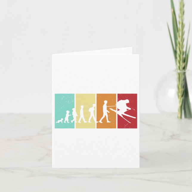 Ski Evolution - Skiing Älskare Mountain Retro Ski Kort (Framsida)