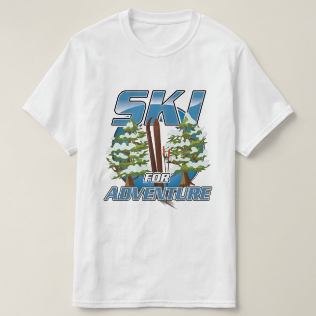 Ski för logotyp av resor i äventyr t shirt (Design framsida)