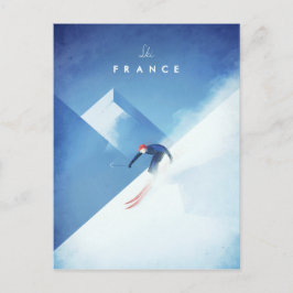 Ski Frankrike Vintage resor Poster - Art-vykort Vykort
