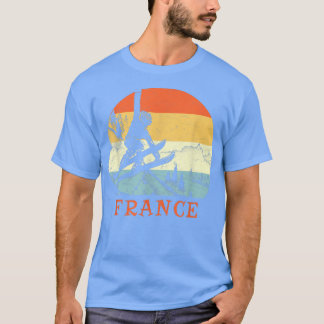 Ski Frankrike Vintage Retro Snö Skiing Vacation T Shirt
