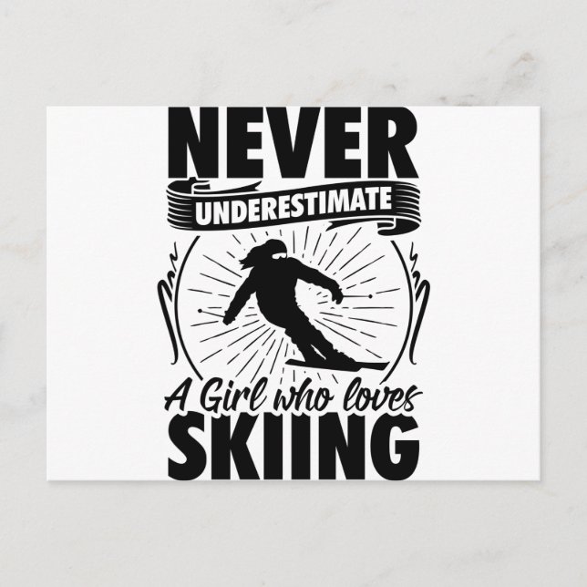 Ski Girl | Skiing Skiers Winter Gifts Vykort (Framsida)