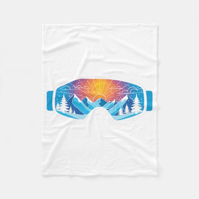 Ski Goggles Art Nature Mountain Minimalist Skiing Fleecefilt (Framsidan)