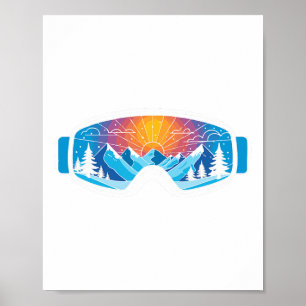 Ski Goggles Art Nature Mountain Minimalist Skiing Poster