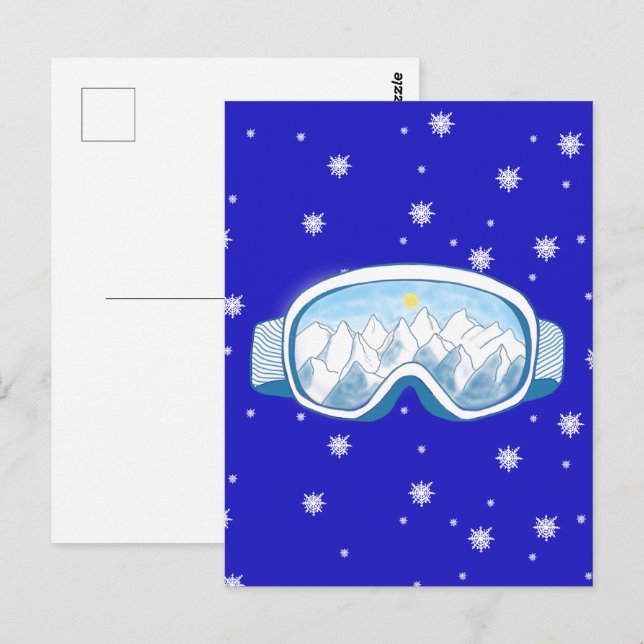 Ski Goggles med bergsreflexion Vykort (Fram/baksida)