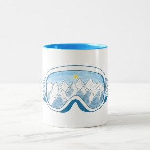 Ski Goggles med reflektion av berg Två-Tonad Mugg