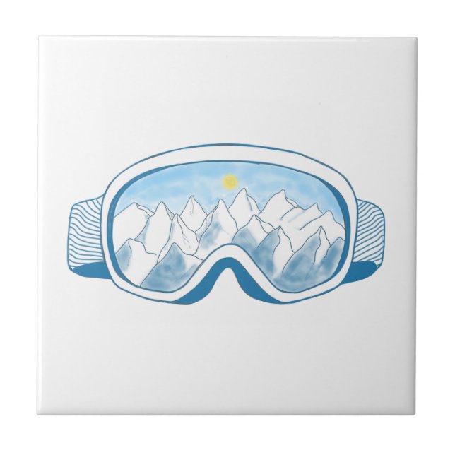 Ski Goggles Mountain Reflection Illustration Kakelplatta (Framsidan)