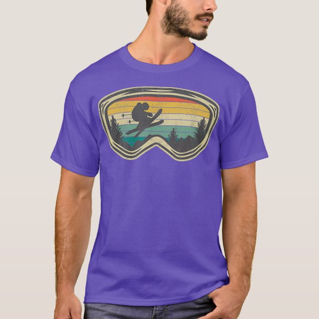 Ski Goggles Mountain Snow Skiing Retro Winter T Shirt (Framsida)