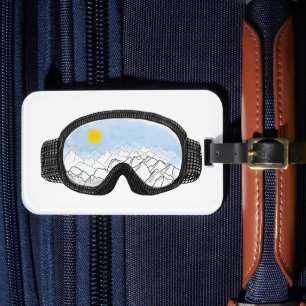 Ski Goggles Mountain View Illustration Bagagebricka