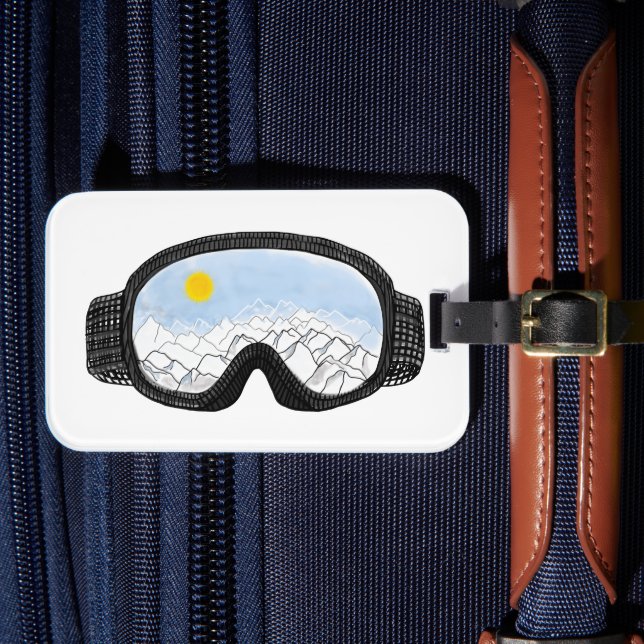 Ski Goggles Mountain View Illustration Bagagebricka (Framsida Insitu 4)