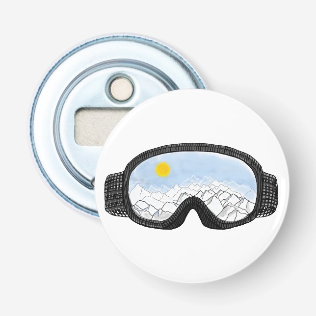 Ski Goggles Mountain View Illustration Flasköppnare (Framsidan)