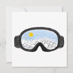 Ski Goggles Mountain View Illustration Julkort