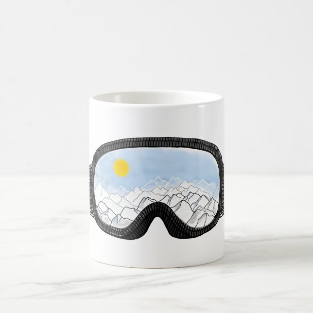 Ski Goggles Mountain View Illustration Kaffemugg (Center)