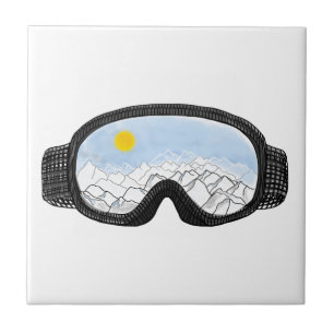 Ski Goggles Mountain View Illustration Kakelplatta
