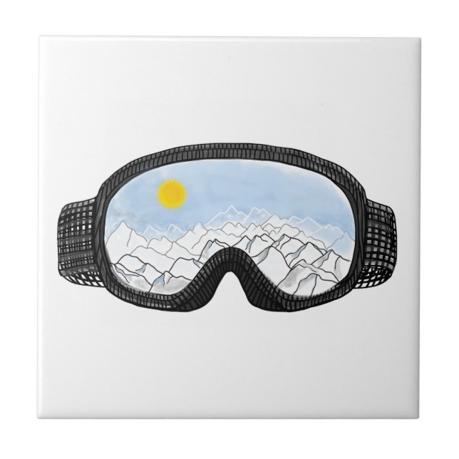 Ski Goggles Mountain View Illustration Kakelplatta (Framsidan)