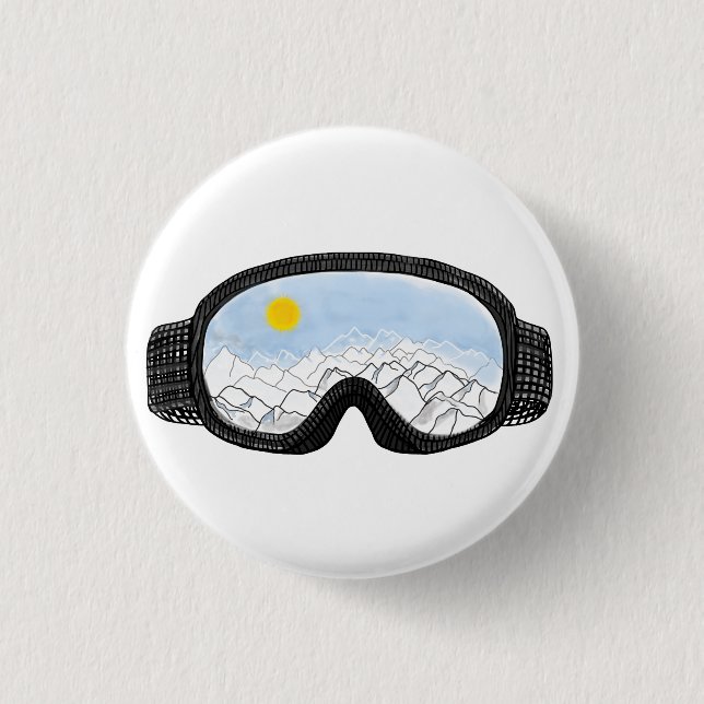 Ski Goggles Mountain View Illustration Knapp (Framsida)