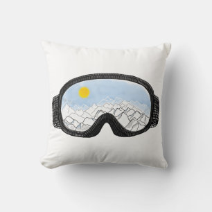 Ski Goggles Mountain View Illustration Kudde