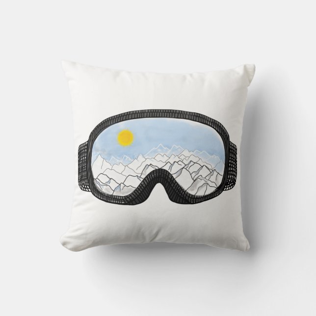 Ski Goggles Mountain View Illustration Kudde (Framsida)