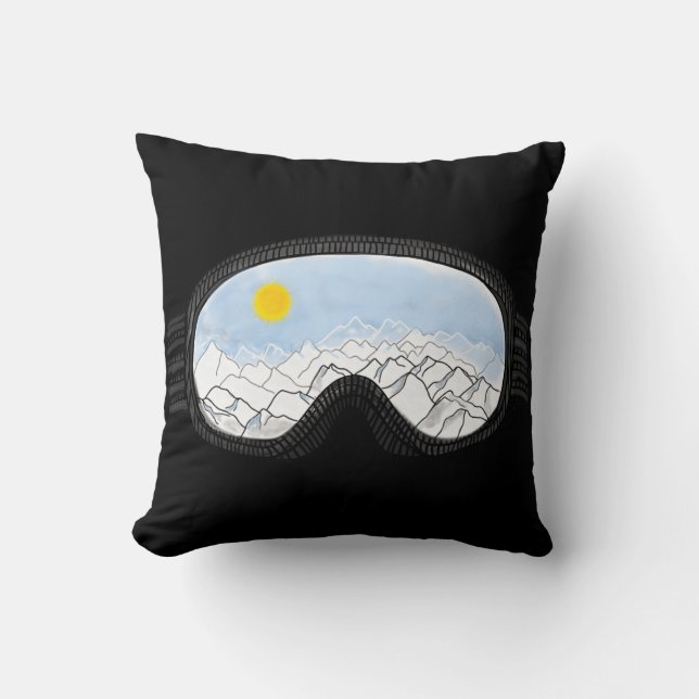 Ski Goggles Mountain View Illustration Kudde (Framsida)