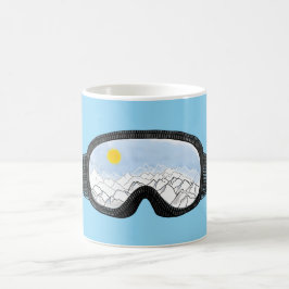 Ski Goggles Mountain View Illustration Light Blue Kaffemugg