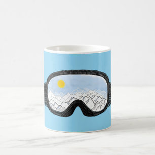 Ski Goggles Mountain View Illustration Light Blue Kaffemugg