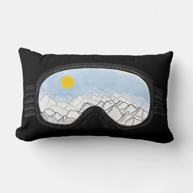 Ski Goggles Mountain View Illustration Lumbarkudde (Framsida)