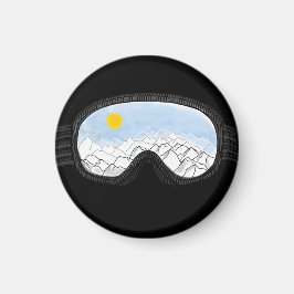 Ski Goggles Mountain View Illustration Magnet