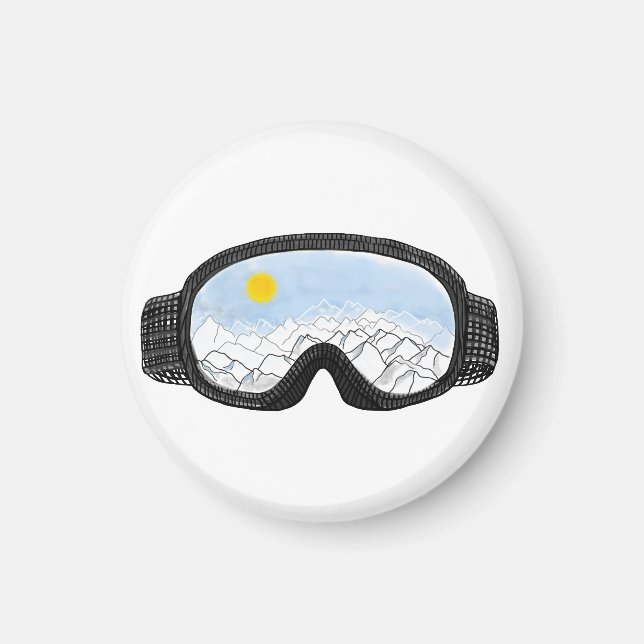 Ski Goggles Mountain View Illustration Magnet (Framsidan)