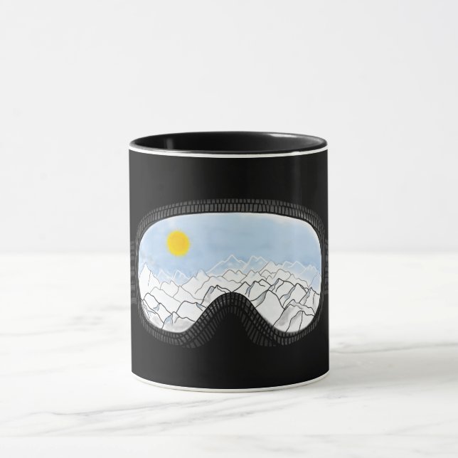 Ski Goggles Mountain View Illustration Mugg (Center)